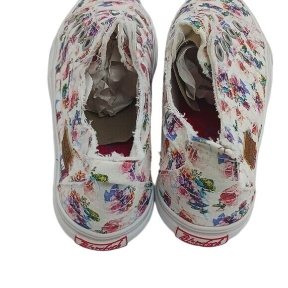 Blowfish Slip-On Sneakers Girls Size 5 Floral Distressed Canvas Shoes No Laces - Picture 5 of 8